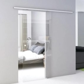 Porta scorrevole reversibile Trasparente Cristal in inox trasparente, L 76 x H 215 cm, con binario Atena