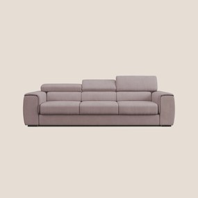 Zeno Divano con pouf estraibile poggiapiedi a 3 sedute in tessuto morbido impermeabile T02 rosa