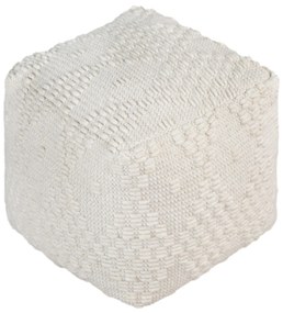 VALZER - pouf in lana avorio con decoro 40 x 40