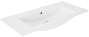 Lavabo a incasso rettangolare vasca centrale Flat L 101 x H 18 x P 46 cm in ceramica bianco lucido