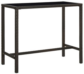 Tavolo Da Bar Per Esterni Marrone 130x60x110cm Polyrattan Vetro /