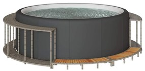 Bordo Per Vasca Spa Con Portaoggetti&gradino Polyrattan Grigio /