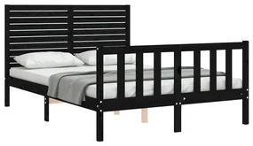 Giroletto con testiera nero 140x190 cm in legno massello