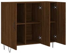 Credenza rovere marrone 90x34x80 cm in legno multistrato