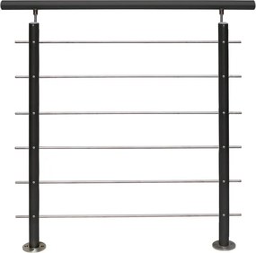 Balaustra in kit AX4 in alluminio argento, corrimano in alluminio grigio antracite, L 150 cm fissaggio a pavimento