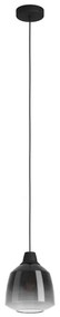 Lampadario Glamour Sedbergh nero paralume grigio e nero e trasparente E27 Ø20cm EGLO