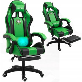 Comoda sedia da gaming con cuscino massaggiatore nero e verde