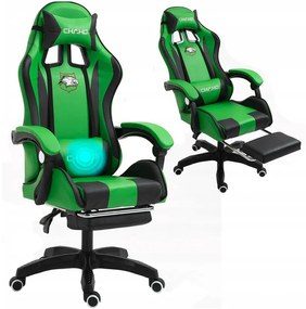 Comoda sedia da gaming con cuscino nero e verde