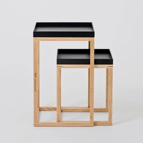 Set di 2 tavolini in rovere con piano nero Rovere Nest - Wireworks