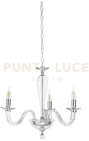 Lampadario ravel 3 luci attacco e14 cristallo e cromo d.60cm