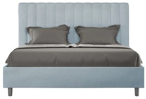 Letto Matrimoniale 160x190 cm con Rete e Contenitore Agueda Azzurro