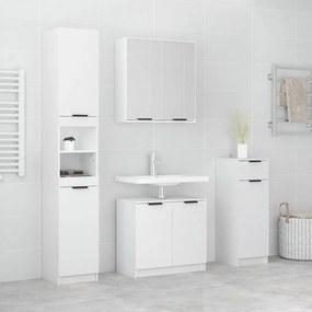 Set Di Mobili Da Bagno 4 Pz Bianco İn Legno Multistrato /