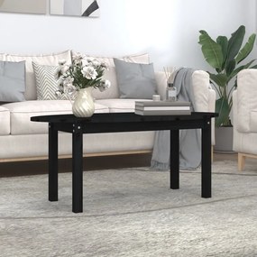 Tavolino da salotto nero 110x55x45 cm legno massello di pino