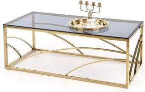 Tavolino da caffè rettangolare Universe in vetro fumé/oro - L120 cm