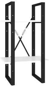 Libreria a 2 ripiani bianca 40x30x70 cm in legno multistrato