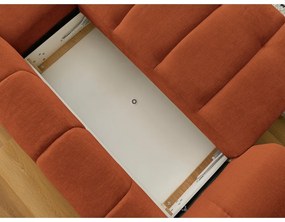 Divano angolare color mattone allungabile e con contenitore (penisola a destra/chaise lounge) Fuji – Bobochic Paris