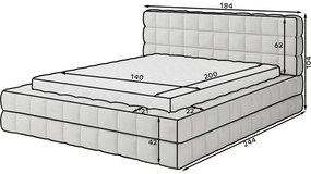 Letto matrimoniale imbottito marrone chiaro con contenitore e rete inclusi 140x200 cm Dizzle – ELTAP