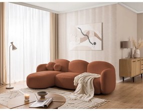 Divano angolare color terracotta (con penisola a sinistra/con chaise lounge) con rivestimento in bouclé Orbit – Ropez