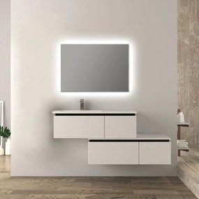 Mobile bagno sfalsato 140 cm sospeso bianco lucido Mod. Slide