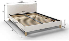 Letto matrimoniale imbottito crema con griglia 160x200 cm Tina - Ropez