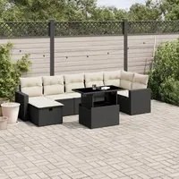 Set Divani da Giardino con Cuscini 8 pz Nero in Polyrattan 3274826