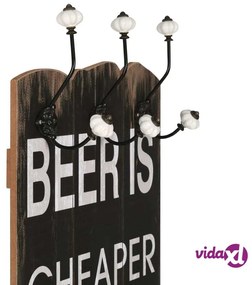 vidaXL Appendiabiti da Parete con 6 Ganci 120x40 cm