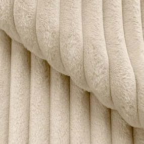 Divano angolare con penisola a destra color crema e rivestimento in velluto a coste allungabile e con contenitore Sarina – Ropez