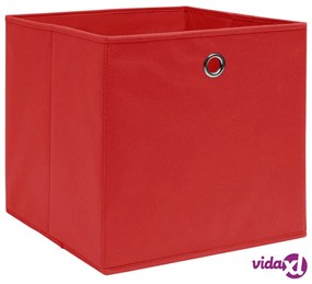 vidaXL Contenitori 4 pz in Tessuto non Tessuto 28x28x28 cm Rosso