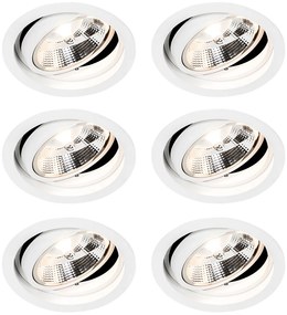 Set di 6 Faretti da Incasso Rotondi Orientabili Bianchi - Chuck 111