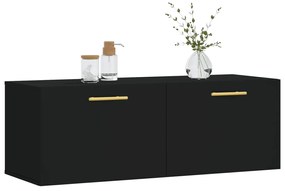 Mobile a parete nero 100x36,5x35 cm in legno multistrato