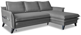 Divano letto grigio ad angolo, angolo destro Charming Charlie - Miuform