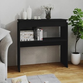 Tavolino Consolle Nero 80x30x80 Cm İn Legno Multistrato /
