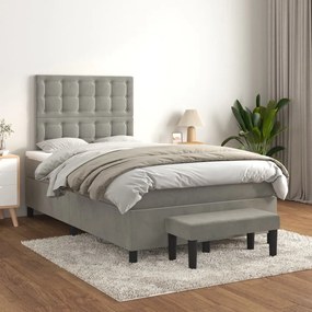 Giroletto A Molle Con Materasso Grigio Chiaro 120x200cm Velluto /