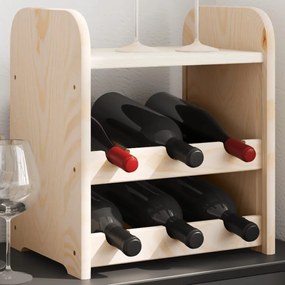 Portabottiglie Con Ripiano 33x25x37cm İn Legno Massello Di Pino /