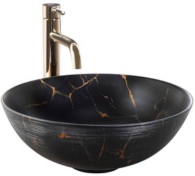 Lavabo da appoggio in ceramica Rea Stella Black Marble Brush