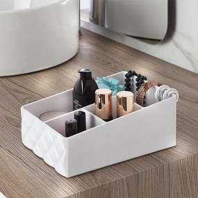 Organizer porta trucchi e cosmetici in plastica bianca con 4 scomparti