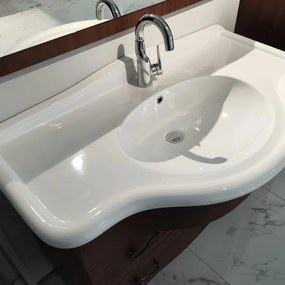 Mobile bagno da terra con lavabo L 104 x H 81 x P 56 cm noce 2 cassetti per vasca centrale Giotto