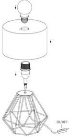 Eglo 95787- Lampada da tavolo CARLTON 2 1xE14/60W/230V