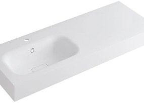 Lavabo a incasso rettangolare vasca a sinistra L 120.5 x H 15 x P 46 cm in resina bianco lucido