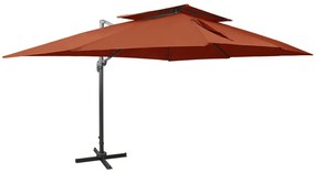 Ombrellone A Sbalzo Con Doppia Copertura 400x300 Cm Terracotta /