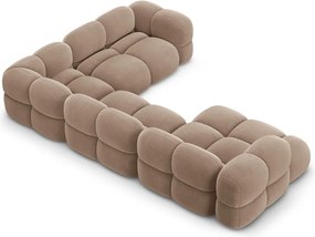 Divano angolare marrone (con penisola a destra/a U) con rivestimento in velluto Loretto – Cosmopolitan Design