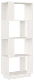 Libreria/Divisorio Bianco 51x25x132 cm Legno Massello di Pino