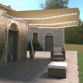 Tenda Da Sole Retrattile Manuale Led 600x350 Cm Giallo Bianco /
