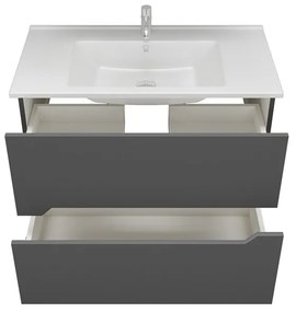 Kamalu - Composizione bagno sospesa 85 cm colore nero grafite matt | LAC-ARES-85