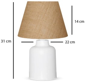 Lampada da tavolo bianca e beige con paralume in iuta (altezza totale 31 cm) Eren – Opviq lights