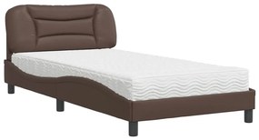 Letto con materasso marrone 100x200cm in similpelle