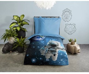 Set copripiumino e federa da bambini blu in cotone per letto singolo 140x200 cm Astronaut – Good Morning