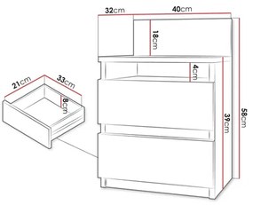 Comodino MALWA 59x40 cm bianco