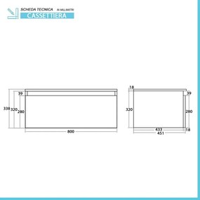 Cassettone bagno sospeso 80 cm soft-close ossido e noce canaletto Kleo