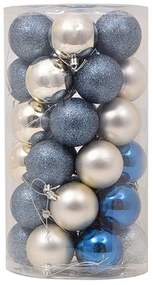 Palline decorative Blu e Argento per Albero di Natale Confezione 36 pz Viscio